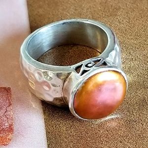 Silpada Bronze Coin Pearl Ring